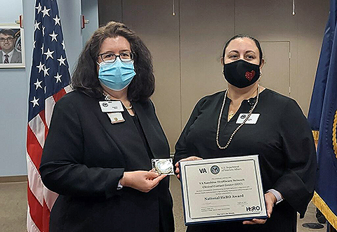 Photo of Suzanne M. Klinker, Deputy Network Director for Clinical Contact Center, and Theresa Mont, Chief Nurse, VISN 8 Clinical Contact Center