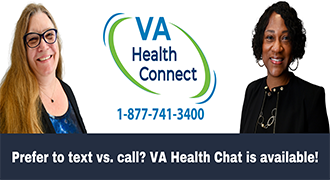 Prefer to text/VA Health Chat Graphic with two Providers